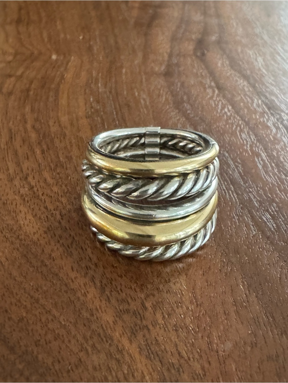 David Yurman Crossover Five-Row Ring in Sterling Silver with 14K Yellow Gold